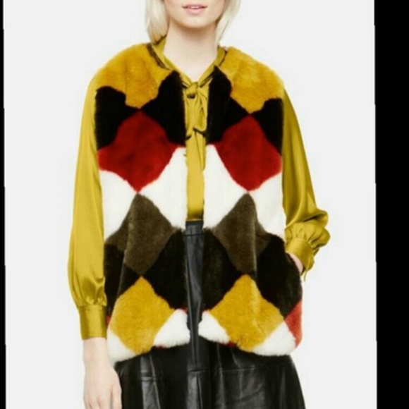 Vince Camuto faux fur vest M diamond - Picture 1 of 8